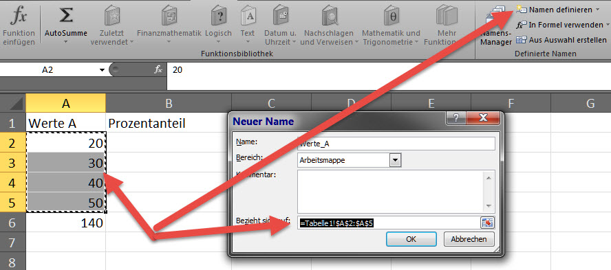 Zellbereich Namen vergeben